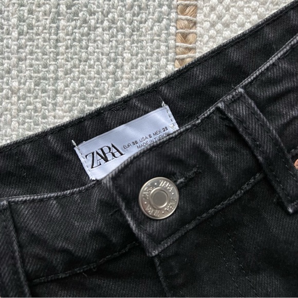 Zara Black High Rise Wide Leg Full Length Jeans Women’s Size 6 - Picture 7 of 12